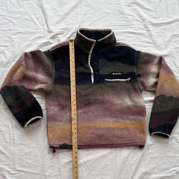 Columbia Helvetia II Women’s Small Printed Cropped Quarter Snap Sherpa Fleece - Picture 6 of 10